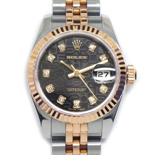 Rolex Watch Datejust M Number 2007 Roulett 10 Points Diamond Index Black