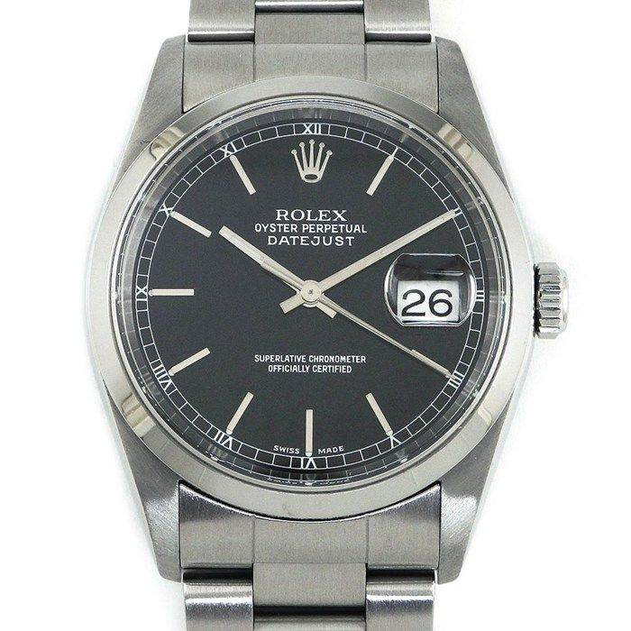 Rolex Watch Datejust No Black Dial Date SS Automatic Winding
