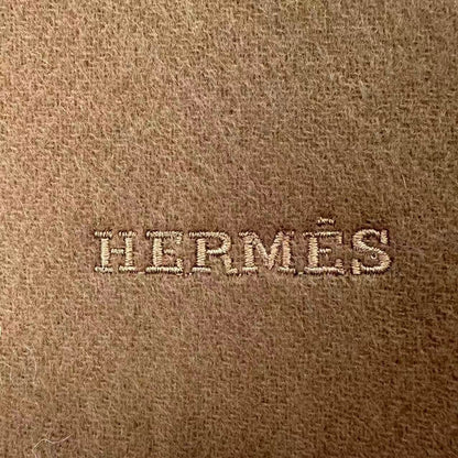 Hermes Scarf Recto Verso Cashmere Embroidery Logo Brown — view 6