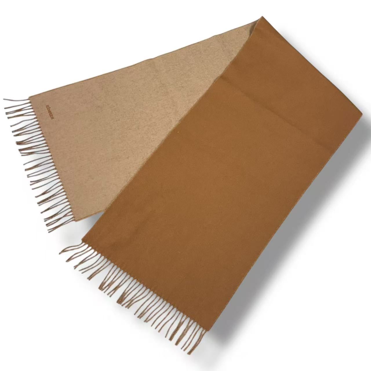 Hermes Scarf Recto Verso Cashmere Embroidery Logo Brown — view 4