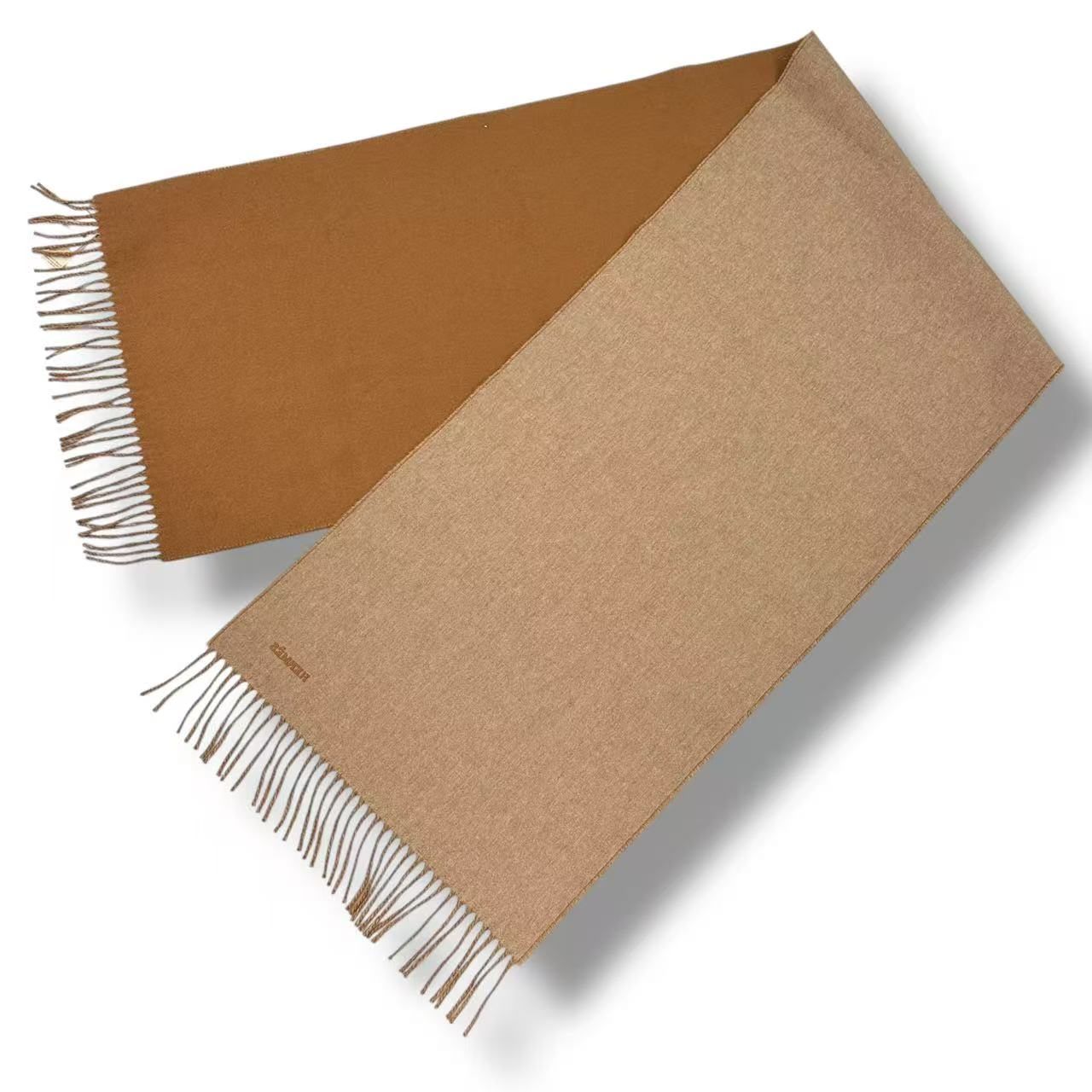 Hermes Scarf Recto Verso Cashmere Embroidery Logo Brown — view 3