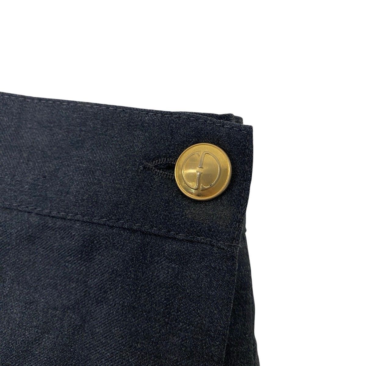 Gucci Vintage Wrap Skirt GG Gold Button 42 Dark Gray Wool — view 7