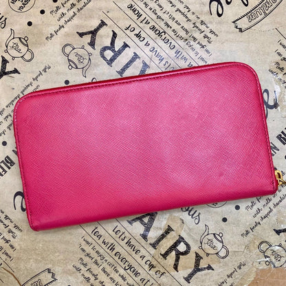 Prada Wallet Saffiano Pink Round Card Coin Billfold — view 4