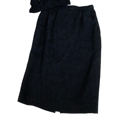 Dior Jacquard Set Skirt Collarless Jacket Silk Wool Blend 9 Black — view 6