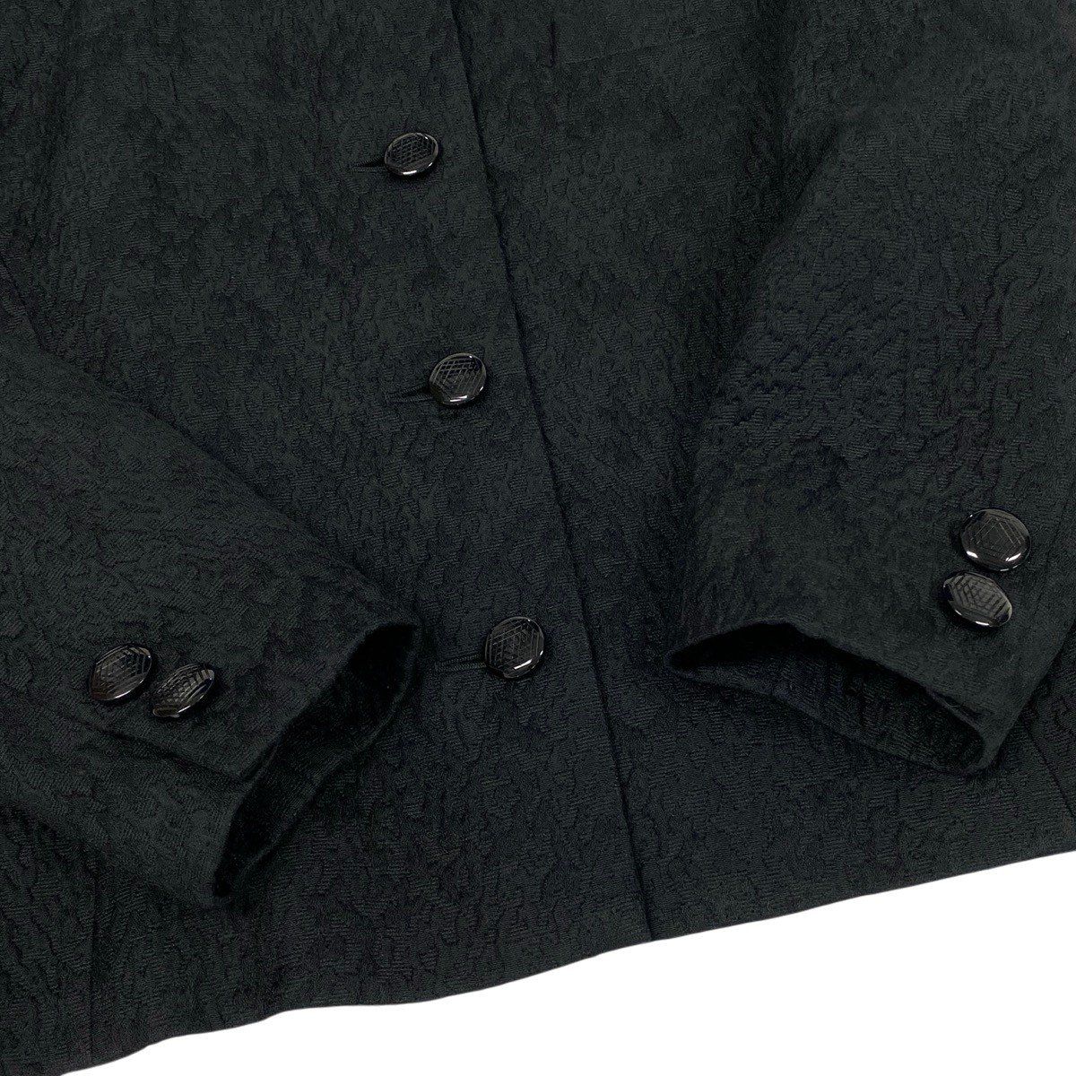 Dior Jacquard Set Skirt Collarless Jacket Silk Wool Blend 9 Black — view 4