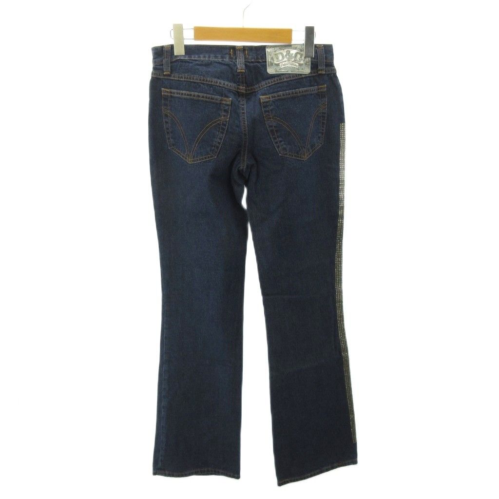 Dolce & Gabbana D&G Tag Denim Pants Jeans Flare Boots Cut Rhinestone Y2k — view 2