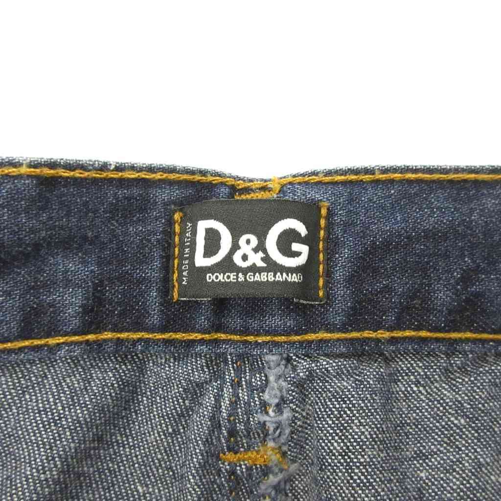 Dolce & Gabbana D&G Tag Denim Pants Jeans Flare Boots Cut Rhinestone Y2k — view 7