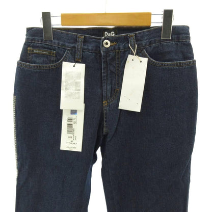 Dolce & Gabbana D&G Tag Denim Pants Jeans Flare Boots Cut Rhinestone Y2k — view 3