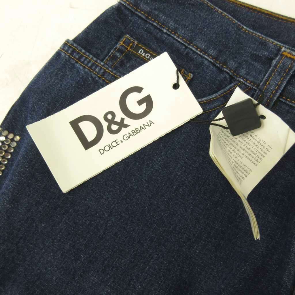 Dolce & Gabbana D&G Tag Denim Pants Jeans Flare Boots Cut Rhinestone Y2k — view 8