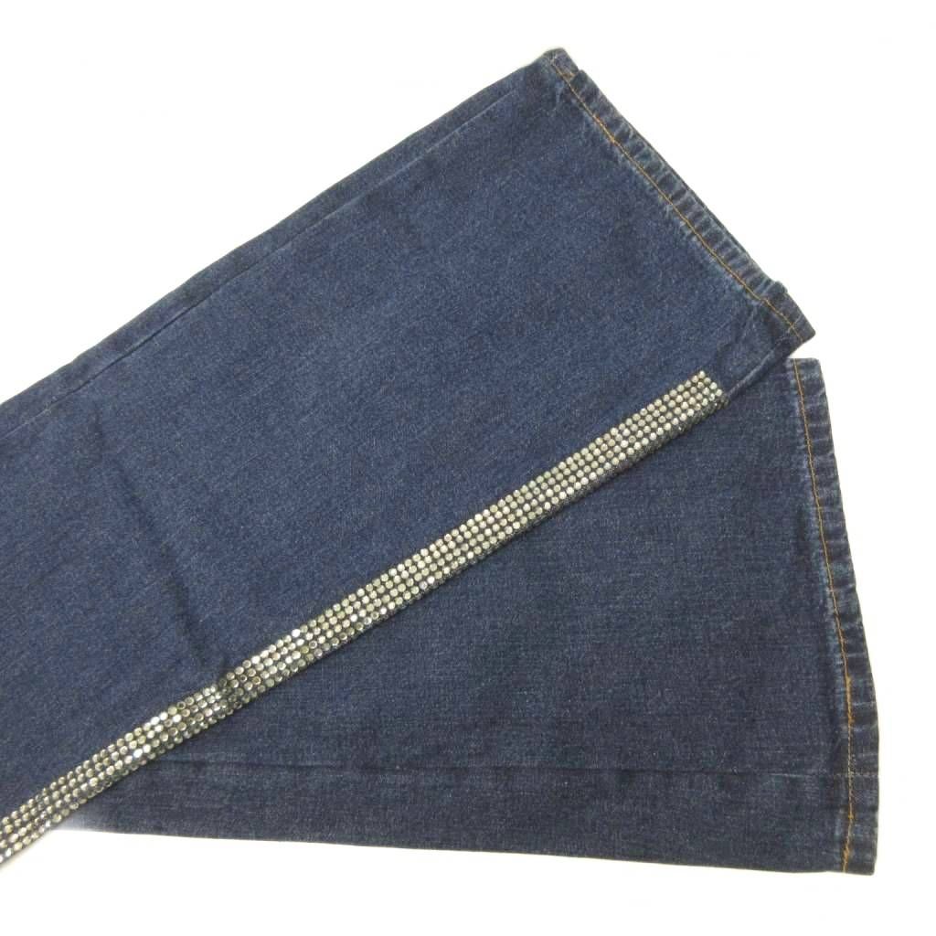 Dolce & Gabbana D&G Tag Denim Pants Jeans Flare Boots Cut Rhinestone Y2k — view 6