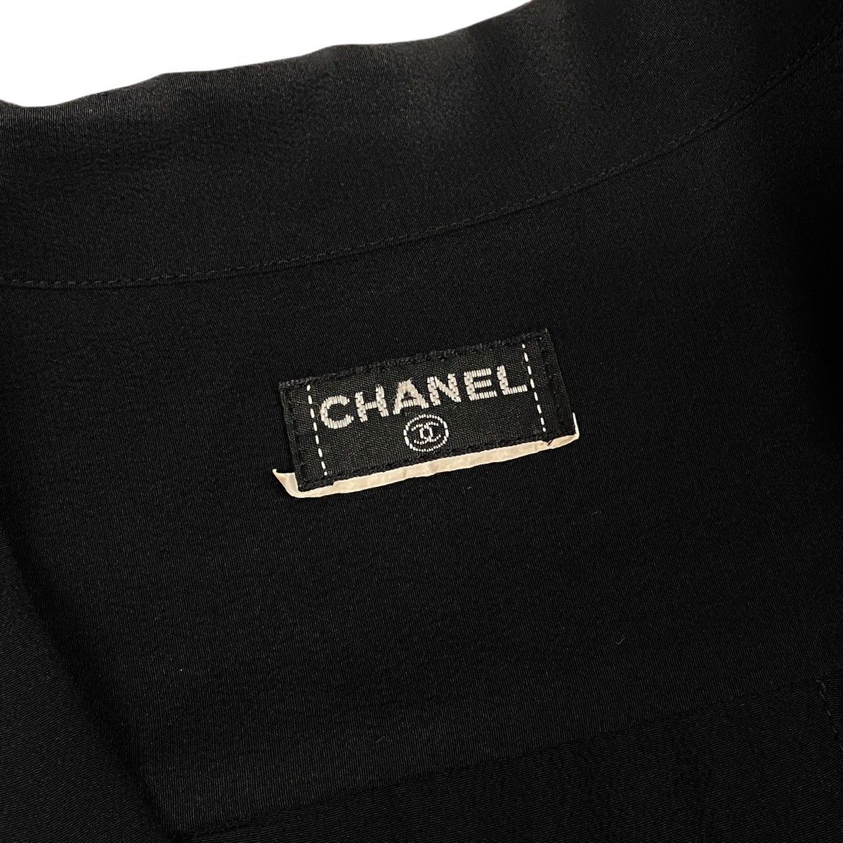 Chanel Vintage Long Sleeve Silk Shirt CC Logo Gold Button Black — view 7