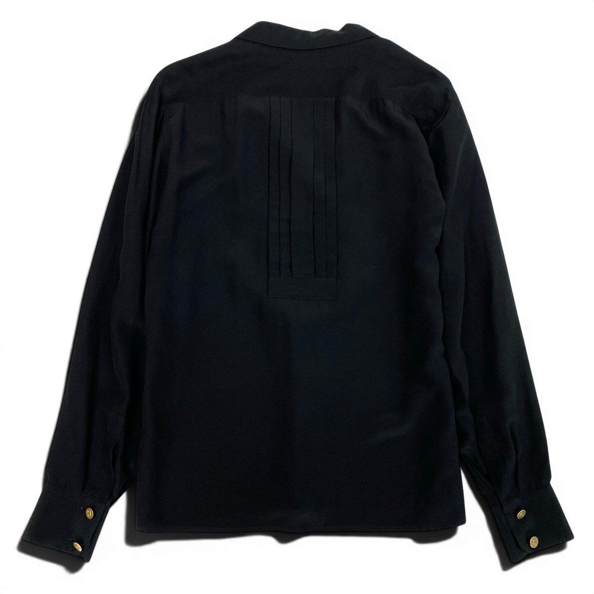 Chanel Vintage Long Sleeve Silk Shirt CC Logo Gold Button Black — view 3