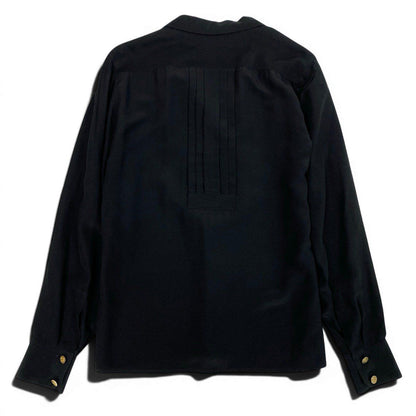 Chanel Vintage Long Sleeve Silk Shirt CC Logo Gold Button Black — view 3