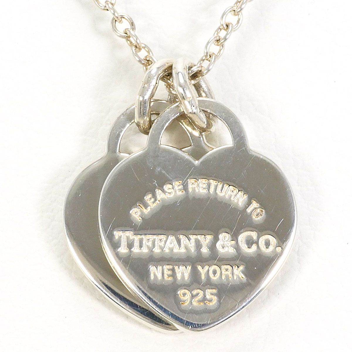 Tiffany & Co Double Heart 925 Sterling Silver Necklace 40 cm