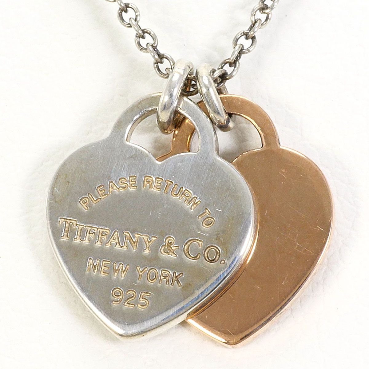 Tiffany & Co Return to Double Heart 925 Sterling Silver Necklace 41 cm