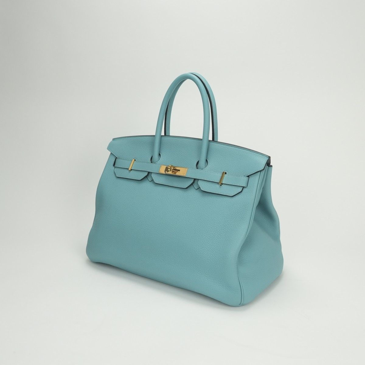 Hermes Birkin 35 Tote Taurillon Clemence Blue Atoll Blueatoll Light Gold — view 2