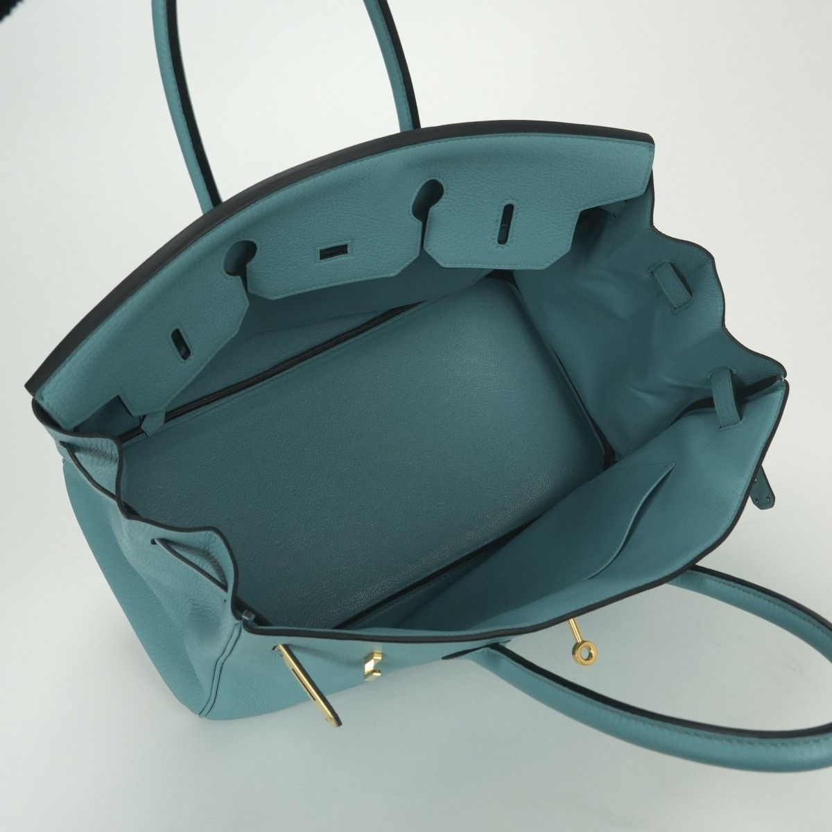 Hermes Birkin 35 Tote Taurillon Clemence Blue Atoll Blueatoll Light Gold — view 9