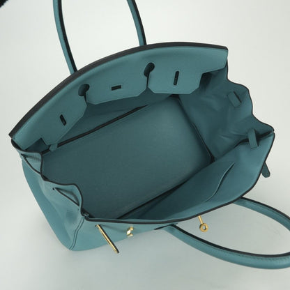 Hermes Birkin 35 Tote Taurillon Clemence Blue Atoll Blueatoll Light Gold — view 9