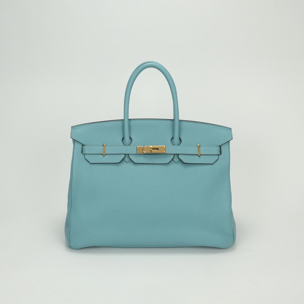 Hermes Birkin 35 Tote Taurillon Clemence Blue Atoll Blueatoll Light Gold
