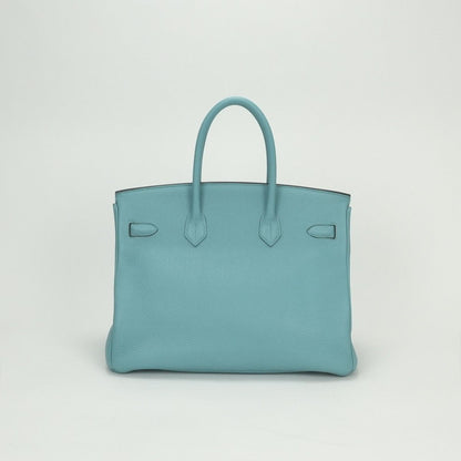 Hermes Birkin 35 Tote Taurillon Clemence Blue Atoll Blueatoll Light Gold — view 3