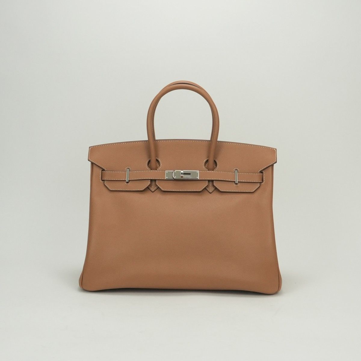 Hermes Birkin 35 Tote Epsom Natural Brown Silver Handbag Veau