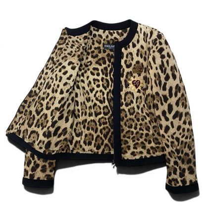Dolce & Gabbana Leopard Print Quilted Jacket 38 Beige — view 4
