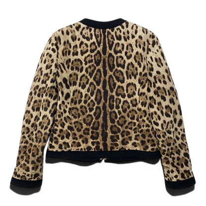 Dolce & Gabbana Leopard Print Quilted Jacket 38 Beige — view 3
