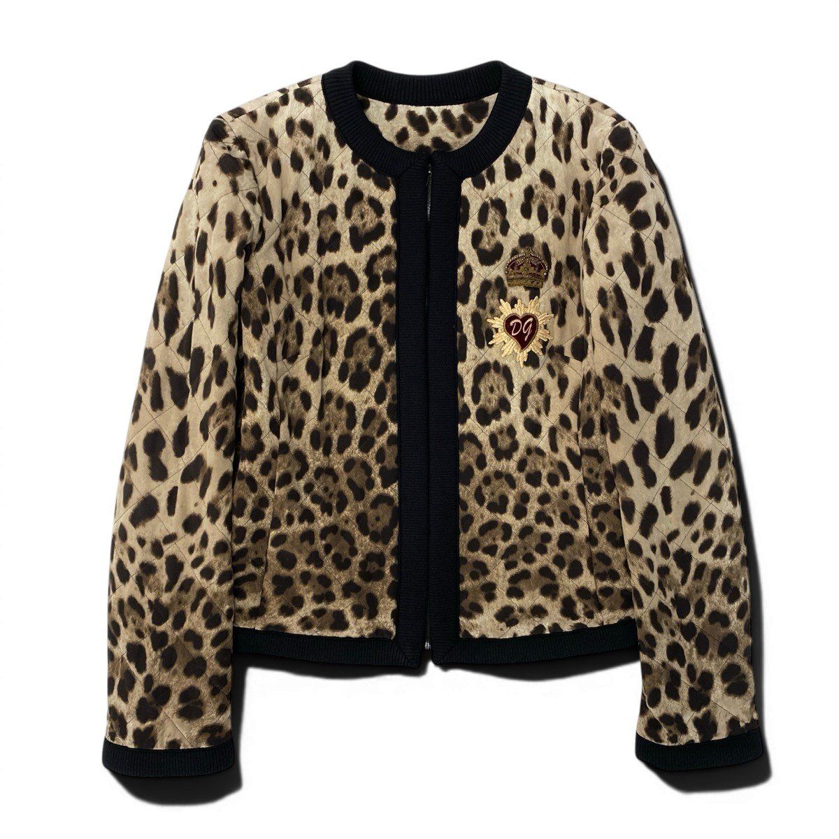 Dolce & Gabbana Leopard Print Quilted Jacket 38 Beige — view 2