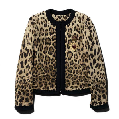 Dolce & Gabbana Leopard Print Quilted Jacket 38 Beige — view 2