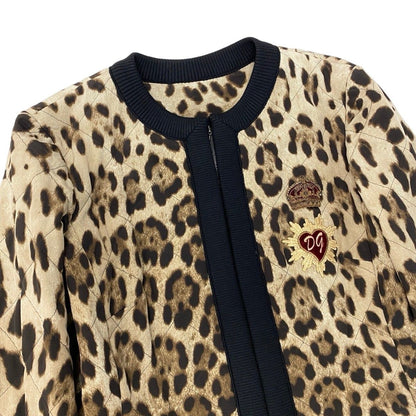 Dolce & Gabbana Leopard Print Quilted Jacket 38 Beige — view 5