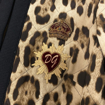 Dolce & Gabbana Leopard Print Quilted Jacket 38 Beige — view 8