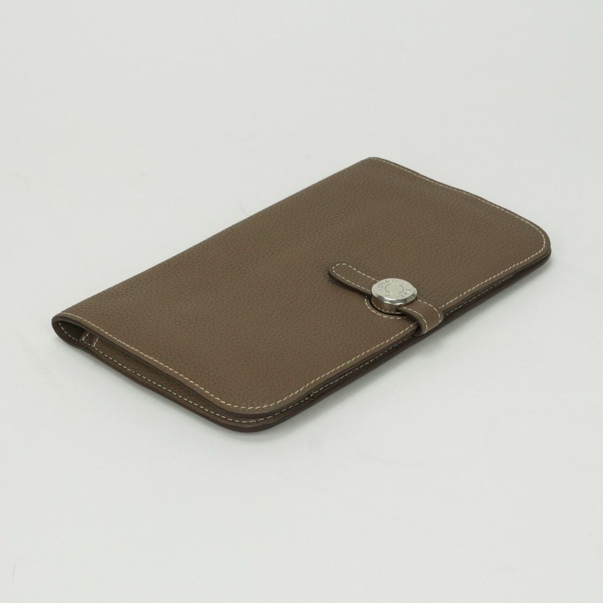 Hermes Dogon GM Duo Wallet Taurillon Clemence Etoupe Gray Silver — view 3