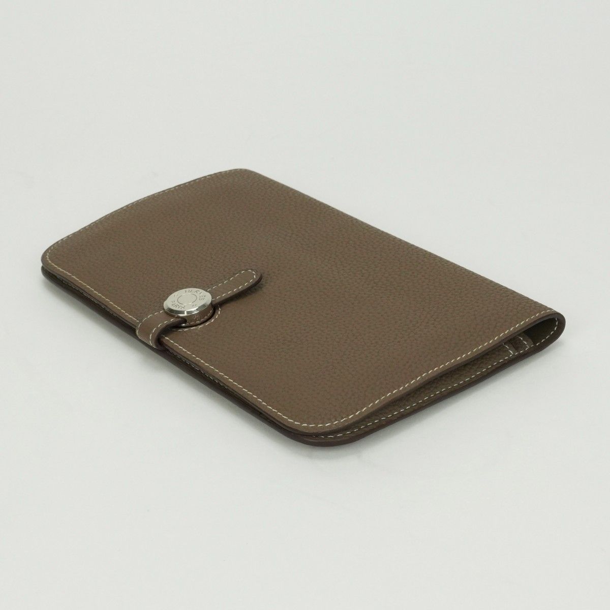Hermes Dogon GM Duo Wallet Taurillon Clemence Etoupe Gray Silver — view 4