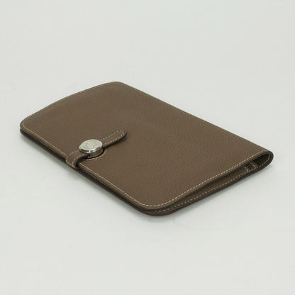 Hermes Dogon GM Duo Wallet Taurillon Clemence Etoupe Gray Silver — view 4