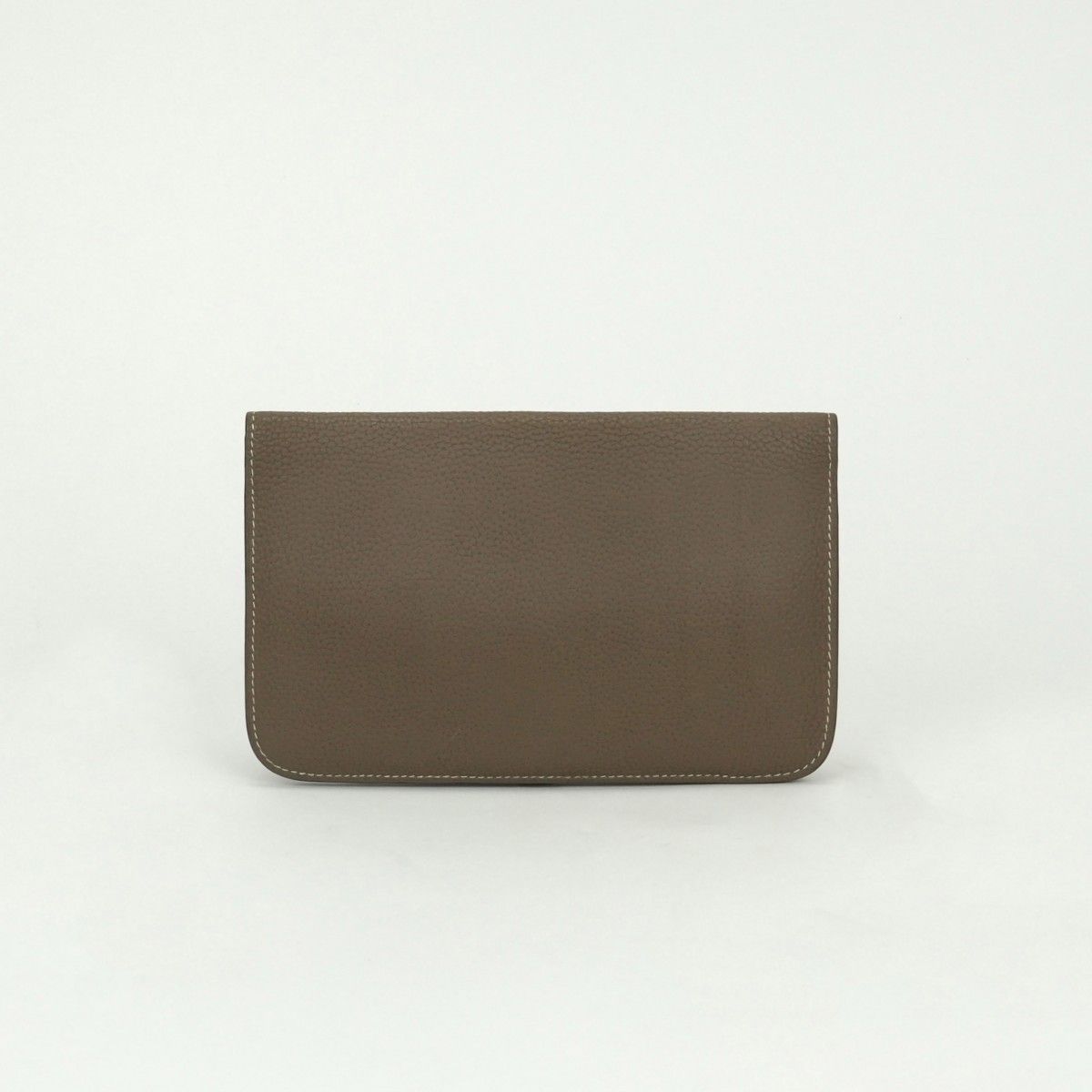 Hermes Dogon GM Duo Wallet Taurillon Clemence Etoupe Gray Silver — view 2