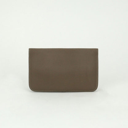 Hermes Dogon GM Duo Wallet Taurillon Clemence Etoupe Gray Silver — view 2