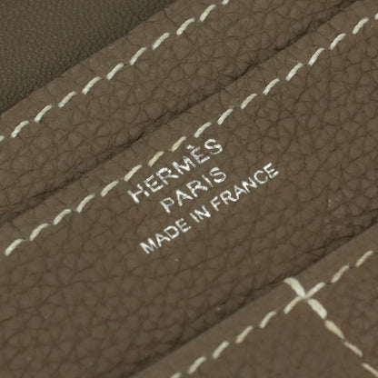 Hermes Dogon GM Duo Wallet Taurillon Clemence Etoupe Gray Silver — view 9