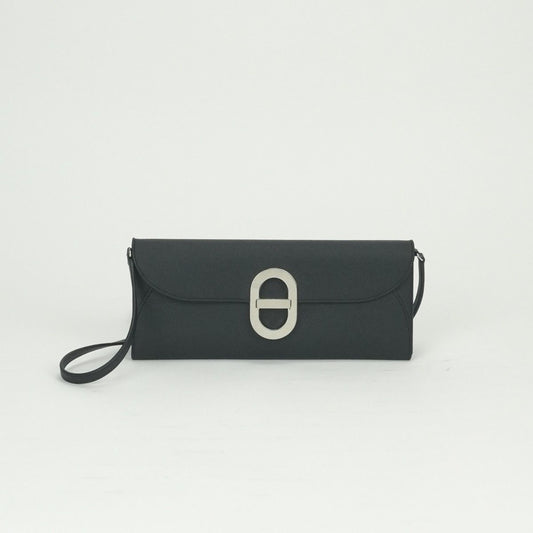 Hermes Chaine D'ancre Tougo Wallet Epsom Noir Black Silver Veau
