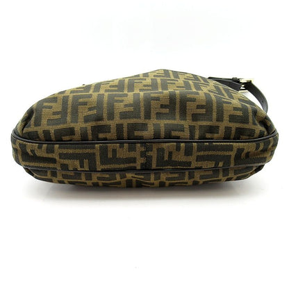 Fendi Zucca Shoulder Bag Canvas Leather Brown Black — view 6