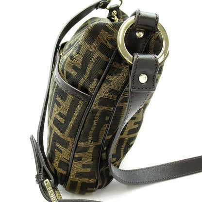 Fendi Zucca Shoulder Bag Canvas Leather Brown Black — view 3