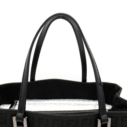 Fendi Zucchino Handbag Canvas Leather Black — view 2