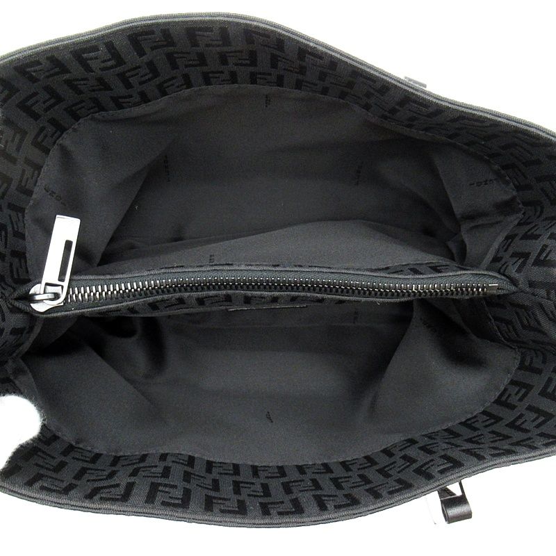 Fendi Zucchino Handbag Canvas Leather Black — view 7