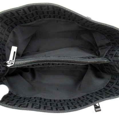 Fendi Zucchino Handbag Canvas Leather Black — view 7