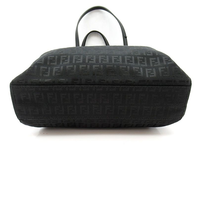 Fendi Zucchino Handbag Canvas Leather Black — view 6