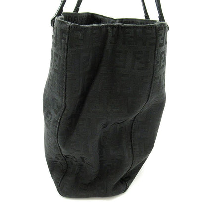 Fendi Zucchino Handbag Canvas Leather Black — view 3