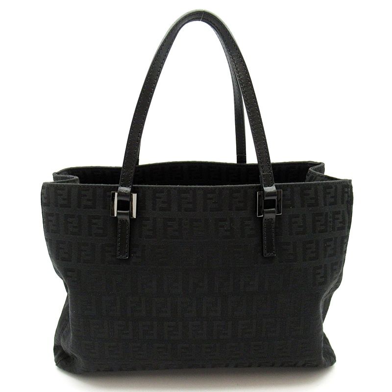 Fendi Zucchino Handbag Canvas Leather Black — view 4