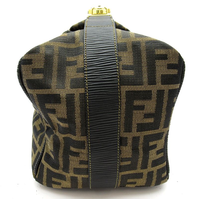 Fendi Zucca Vanity Handbag Canvas Leather Brown — view 5