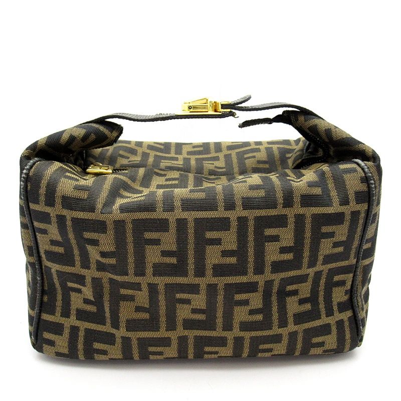 Fendi Zucca Vanity Handbag Canvas Leather Brown