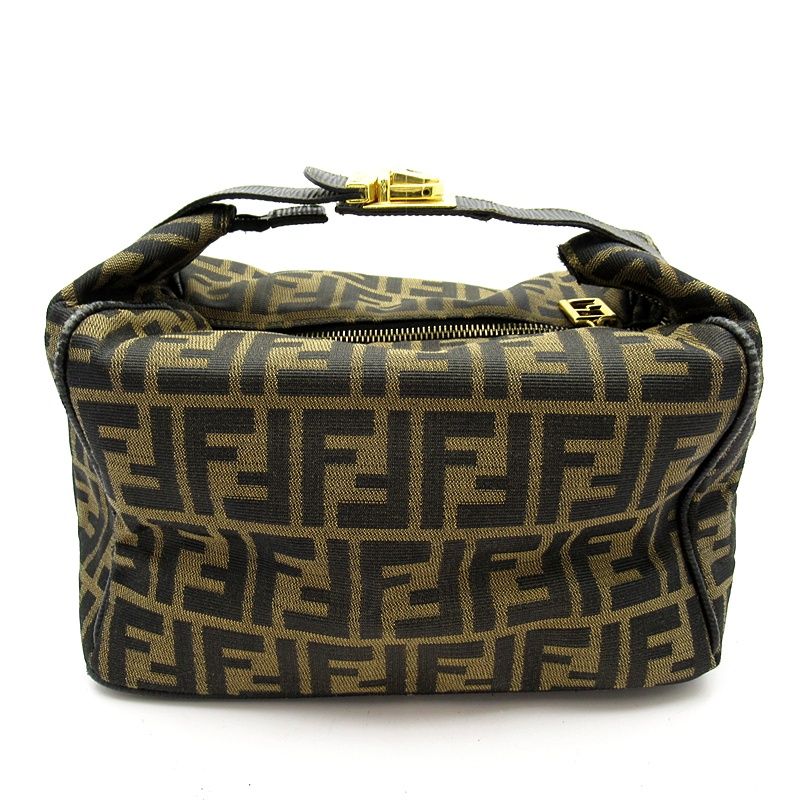 Fendi Zucca Vanity Handbag Canvas Leather Brown — view 4