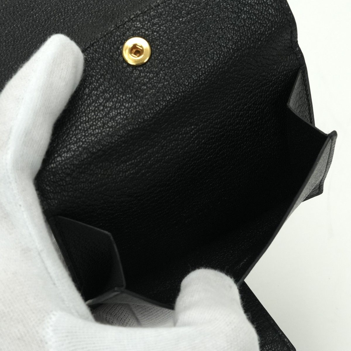 Hermes Bearn Mini Coin Purse Card Case Chevre Misor Noir Black Gold — view 6